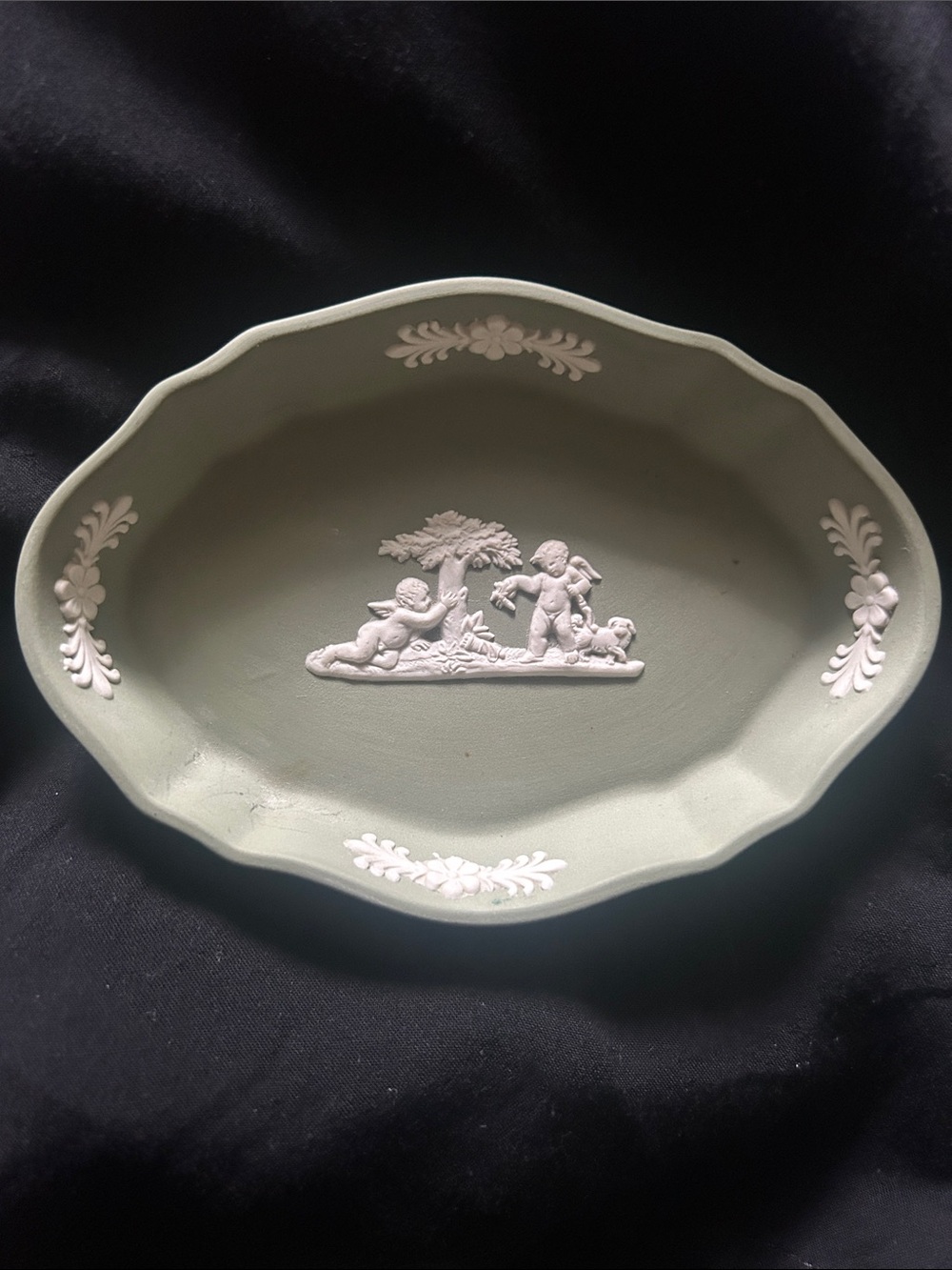 Wedgewood Jasperware Green Trinket Dish